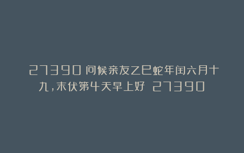 （27390）问候亲友乙巳蛇年闰六月十九，末伏第4天早上好！（27390）