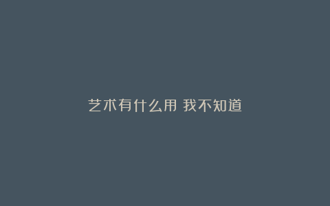 艺术有什么用？我不知道