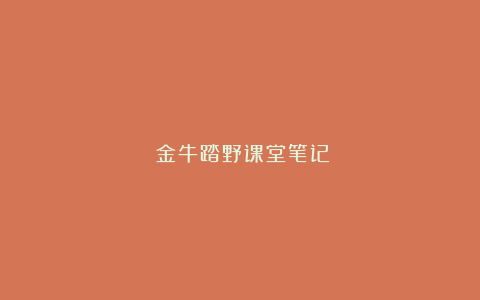 《金牛踏野课堂笔记》