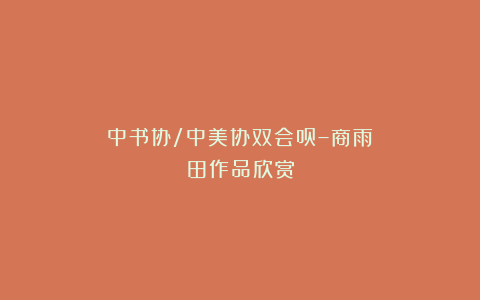 中书协/中美协双会员–商雨田作品欣赏