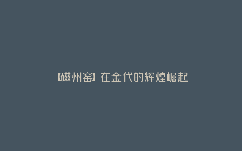 【磁州窑】在金代的辉煌崛起