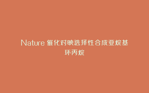 Nature：催化对映选择性合成亚烷基环丙烷