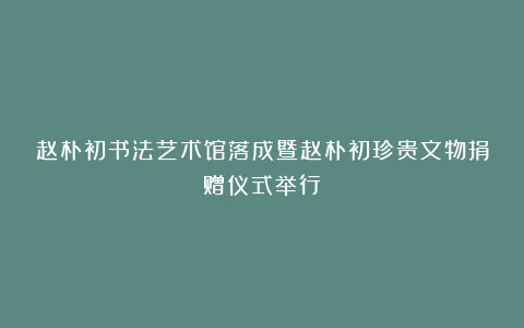 赵朴初书法艺术馆落成暨赵朴初珍贵文物捐赠仪式举行