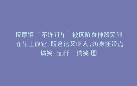 按摩馆 “不许开车”？被这防身神器笑到！在车上放它，既合法又吓人，防身还带点搞笑 buff～| 搞笑囧图