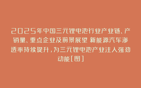 2025年中国三元锂电池行业产业链、产销量、重点企业及前景展望：新能源汽车渗透率持续提升，为三元锂电池产业注入强劲动能[图]