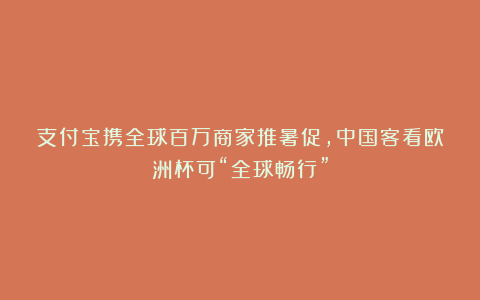 支付宝携全球百万商家推暑促，中国客看欧洲杯可“全球畅行”