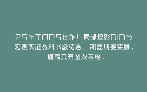 25年TOP5佳作! 局部投影DID与宏观实证教科书级结合, 凯恩斯要笑醒, 通篇只有图没表格.