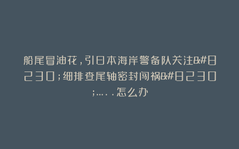 船尾冒油花，引日本海岸警备队关注…细排查尾轴密封闯祸……..怎么办？