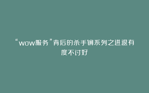 “wow服务”背后的杀手锏系列之进退有度不讨好