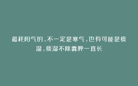 最耗阳气的，不一定是寒气，也有可能是痰湿，痰湿不除囊肿一直长
