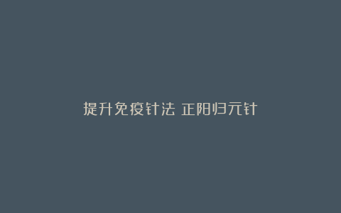 提升免疫针法（正阳归元针）