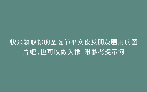快来领取你的圣诞节平安夜发朋友圈用的图片吧，也可以做头像||附参考提示词