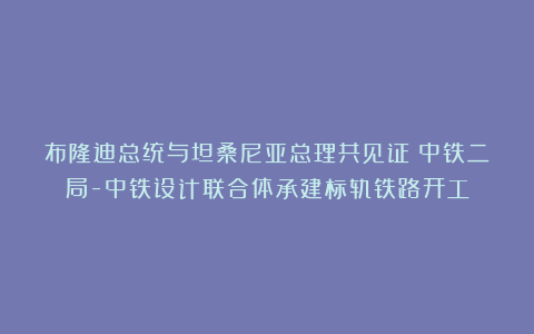 布隆迪总统与坦桑尼亚总理共见证！中铁二局-中铁设计联合体承建标轨铁路开工