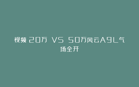 视频｜20万 VS 50万风云A9L气场全开