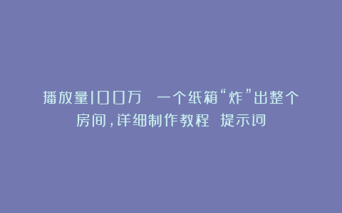 播放量100万 ！一个纸箱“炸”出整个房间，详细制作教程 提示词