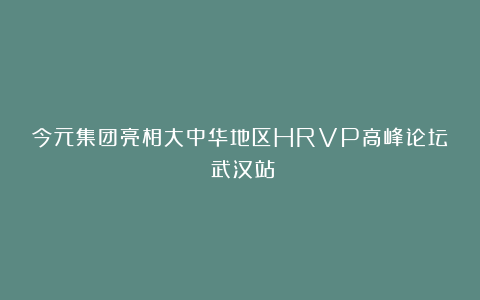今元集团亮相大中华地区HRVP高峰论坛・武汉站