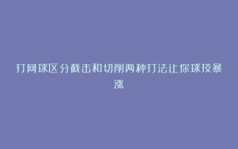 打网球区分截击和切削两种打法让你球技暴涨