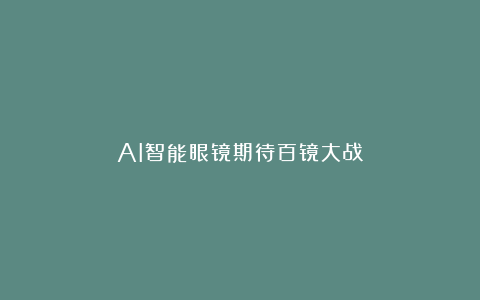 AI智能眼镜期待百镜大战