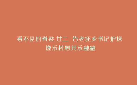 《看不见的脊梁》廿二 告老还乡书记护送 逸乐村居其乐融融