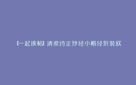 【一起读帖】清梁诗正抄经小楷经折装欣賞