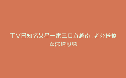 TVB知名女星一家三口游越南，老公送惊喜深情献吻