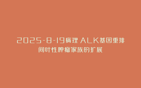 2025-8-19病理：ALK基因重排间叶性肿瘤家族的扩展