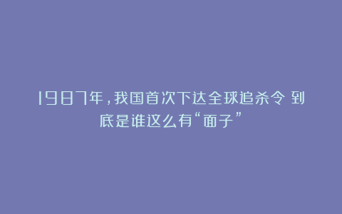 1987年，我国首次下达全球追杀令！到底是谁这么有“面子”？
