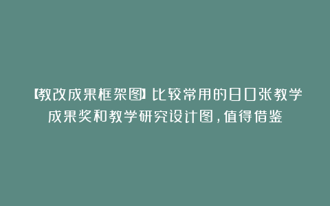 【教改成果框架图】比较常用的80张教学成果奖和教学研究设计图，值得借鉴
