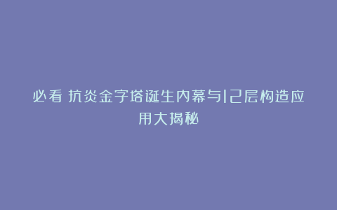 必看：抗炎金字塔诞生内幕与12层构造应用大揭秘