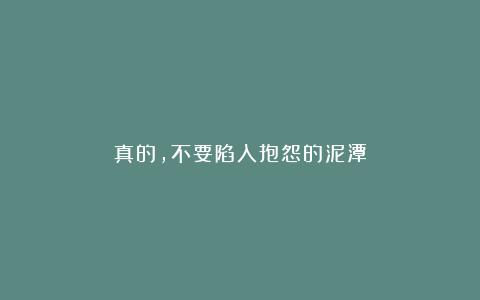 真的，不要陷入抱怨的泥潭