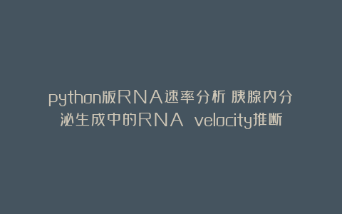 python版RNA速率分析：胰腺内分泌生成中的RNA velocity推断