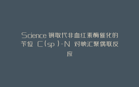 Science：铜取代非血红素酶催化的苄位 C(sp³)-N 对映汇聚偶联反应