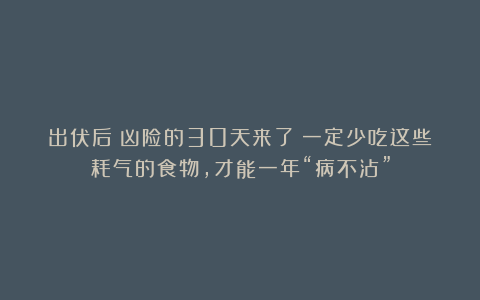 出伏后:凶险的30天来了!一定少吃这些耗气的食物,才能一年“病不沾”
