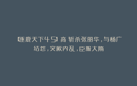 【逐鹿天下45】高熲斩杀张丽华，与杨广结怨，突厥内乱，臣服大隋