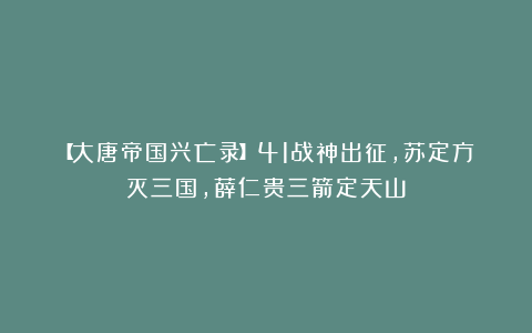 【大唐帝国兴亡录】41战神出征，苏定方灭三国，薛仁贵三箭定天山