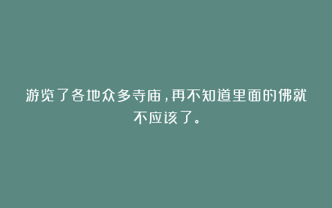 游览了各地众多寺庙，再不知道里面的佛就不应该了。