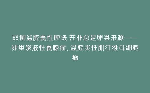 双侧盆腔囊性肿块：并非总是卵巢来源——卵巢浆液性囊腺瘤、盆腔炎性肌纤维母细胞瘤