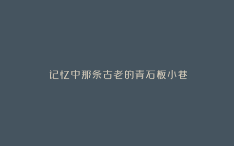 ​记忆中那条古老的青石板小巷