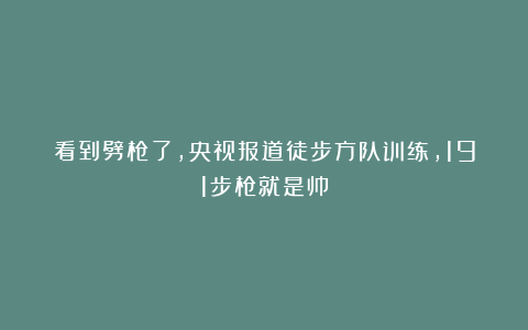 看到劈枪了，央视报道徒步方队训练，191步枪就是帅
