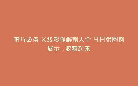 拍片必备！X线影像解剖大全（98张图例展示），收藏起来！
