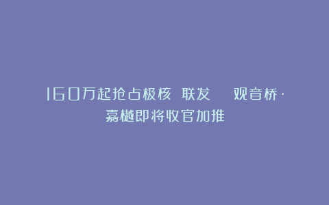 160万起抢占极核 联发 | 观音桥·嘉樾即将收官加推