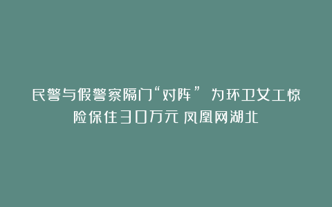 民警与假警察隔门“对阵” 为环卫女工惊险保住30万元！凤凰网湖北
