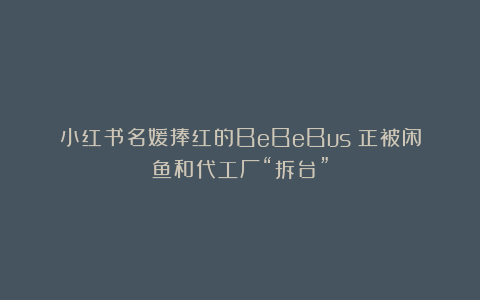 小红书名媛捧红的BeBeBus:正被闲鱼和代工厂“拆台”