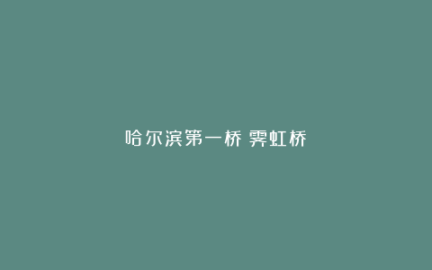 哈尔滨第一桥：霁虹桥
