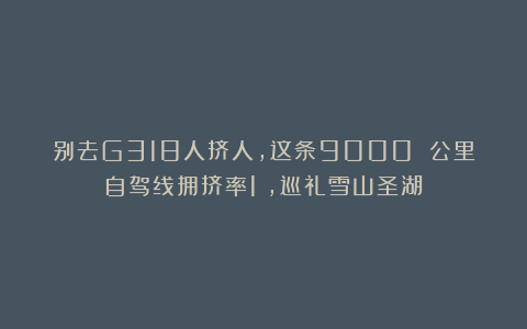 别去G318人挤人，这条9000 公里自驾线拥挤率1%，巡礼雪山圣湖！