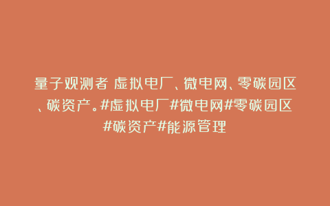 量子观测者：虚拟电厂、微电网、零碳园区、碳资产。#虚拟电厂#微电网#零碳园区#碳资产#能源管理