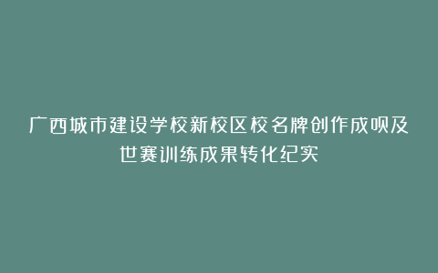 广西城市建设学校新校区校名牌创作成员及世赛训练成果转化纪实