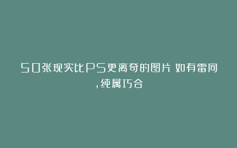 50张现实比PS更离奇的图片：如有雷同，纯属巧合