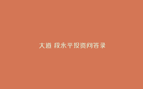 《大道：段永平投资问答录》