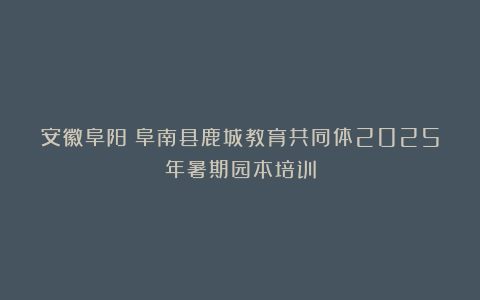 安徽阜阳：阜南县鹿城教育共同体2025年暑期园本培训